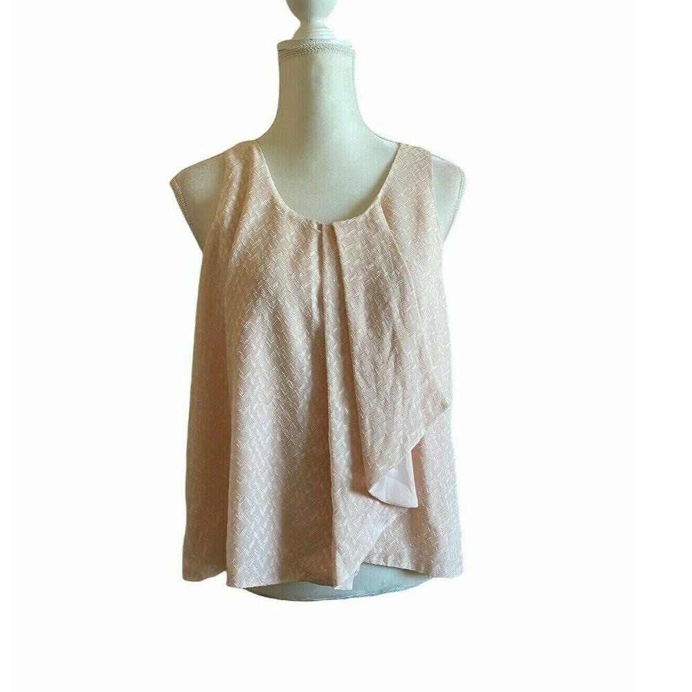 Metaphor Women’s Pink Chiffon Hi Low Wrapped Sleeveless Blouses Sz Large Ruffle